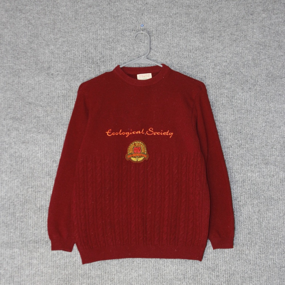 Vintage United Colors of Benetton Sweater Womens M Red Ecological‎ Society